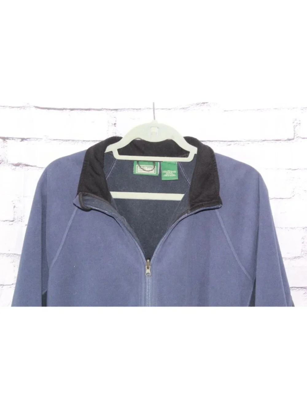 LL Bean Polartec Fleece Jacket Blue Black Full Zip Outdoor Size Large